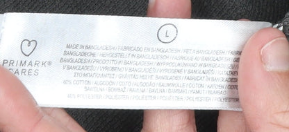 Primark Men's Black Floral Evolution T-Shirt Large Relaxed Fit