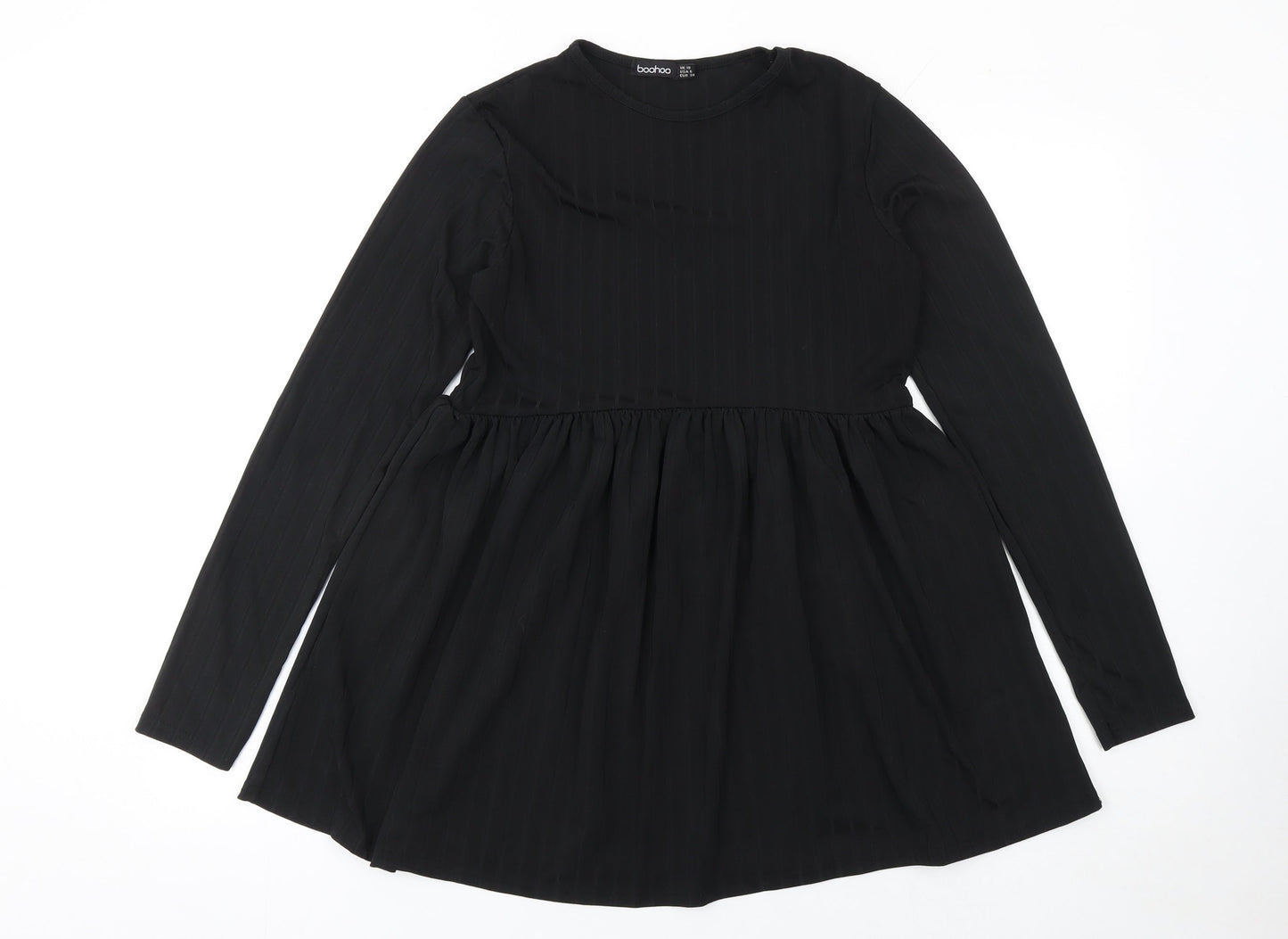 Boohoo Women’s Black Long Sleeve Skater Dress Size 10