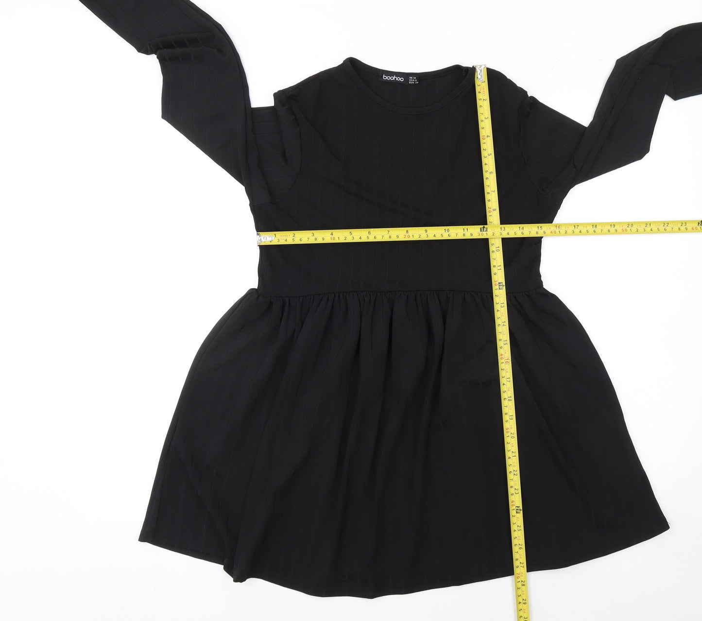 Boohoo Women’s Black Long Sleeve Skater Dress Size 10