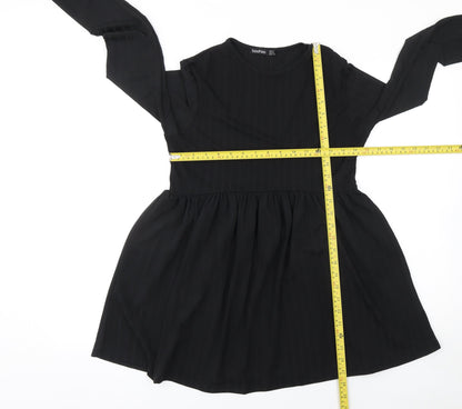 Boohoo Women’s Black Long Sleeve Skater Dress Size 10