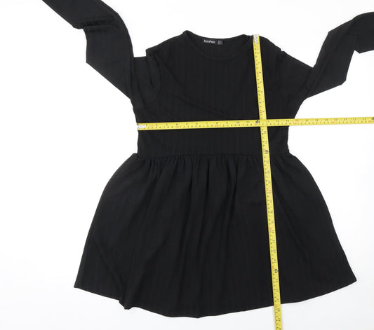 Boohoo Women’s Black Long Sleeve Skater Dress Size 10