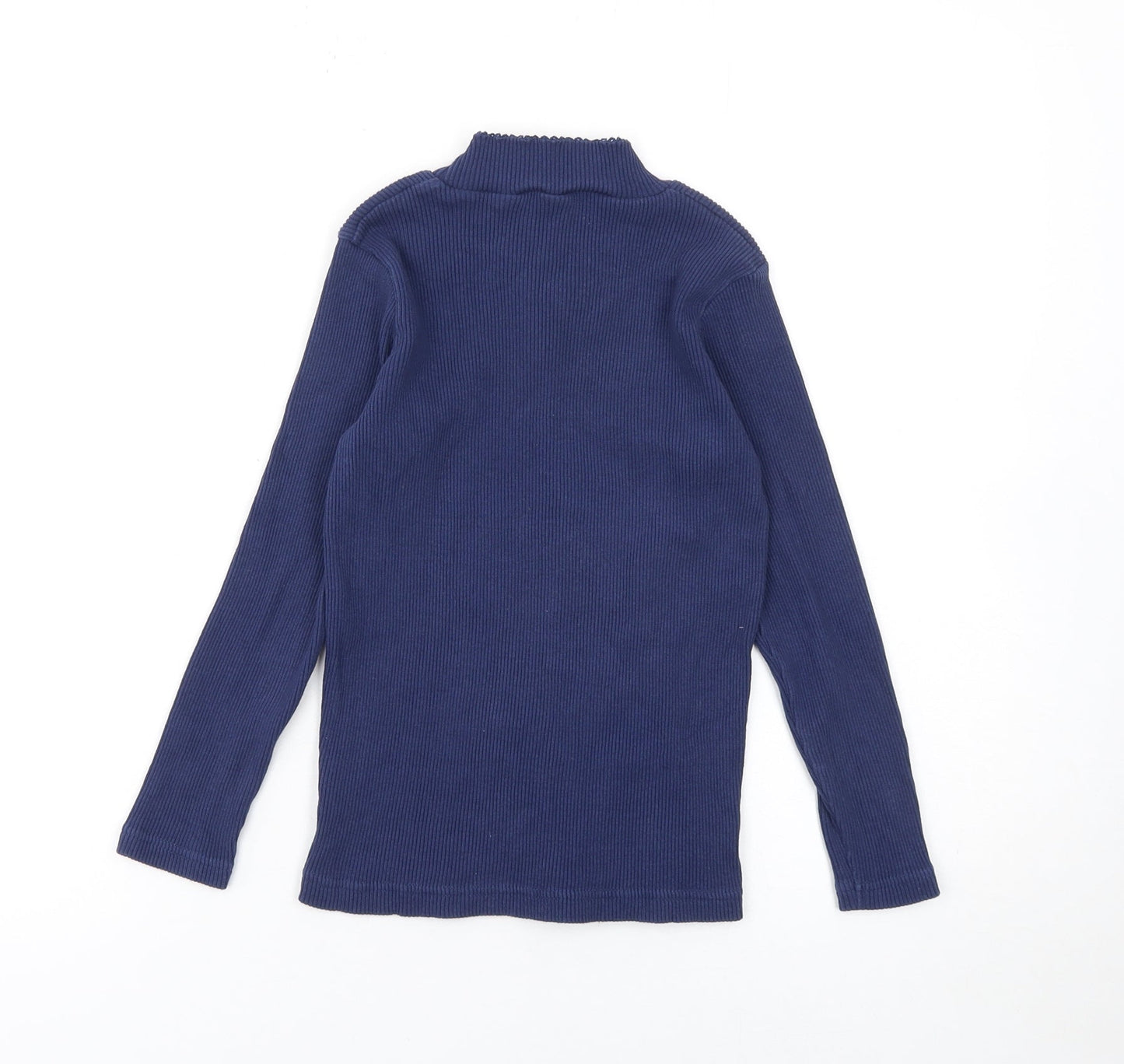 Trotters London Girls Blue Long Sleeve Ribbed Top Bow Detail 8-9 Years