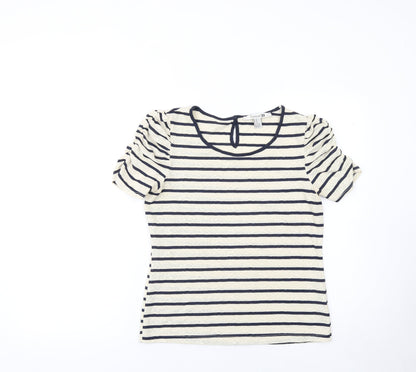 Forever 21 Women’s Beige Striped Lace Puff Sleeve T-Shirt Size M