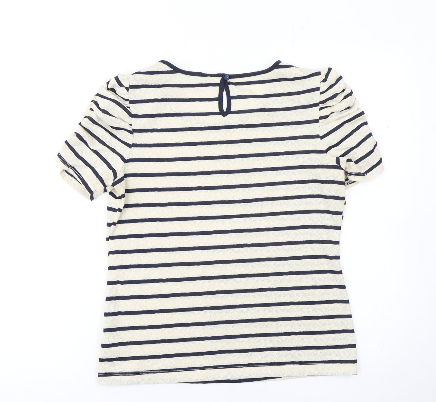 Forever 21 Women’s Beige Striped Lace Puff Sleeve T-Shirt Size M