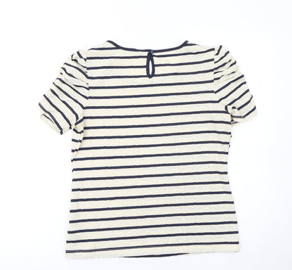 Forever 21 Women’s Beige Striped Lace Puff Sleeve T-Shirt Size M