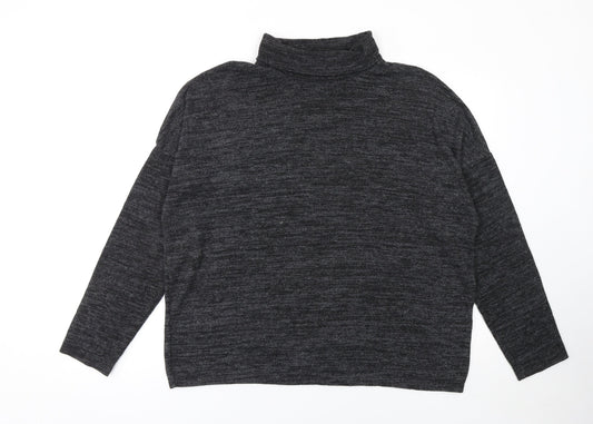 H&M Women Grey Roll Neck Knit Pullover Jumper Size 14