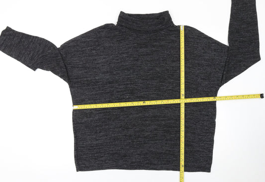 H&M Women Grey Roll Neck Knit Pullover Jumper Size 14