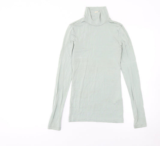 Womens UK Size 6 H&M Green Basic T-Shirt