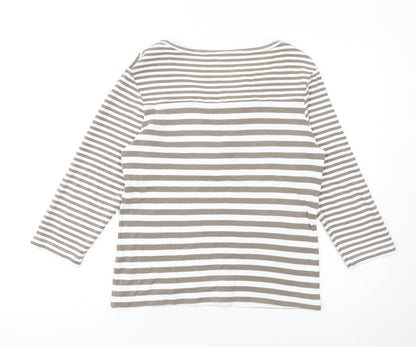 Maine New England Women’s Brown Striped Henley Top Size 14