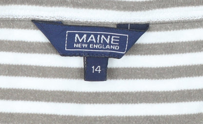 Maine New England Women’s Brown Striped Henley Top Size 14