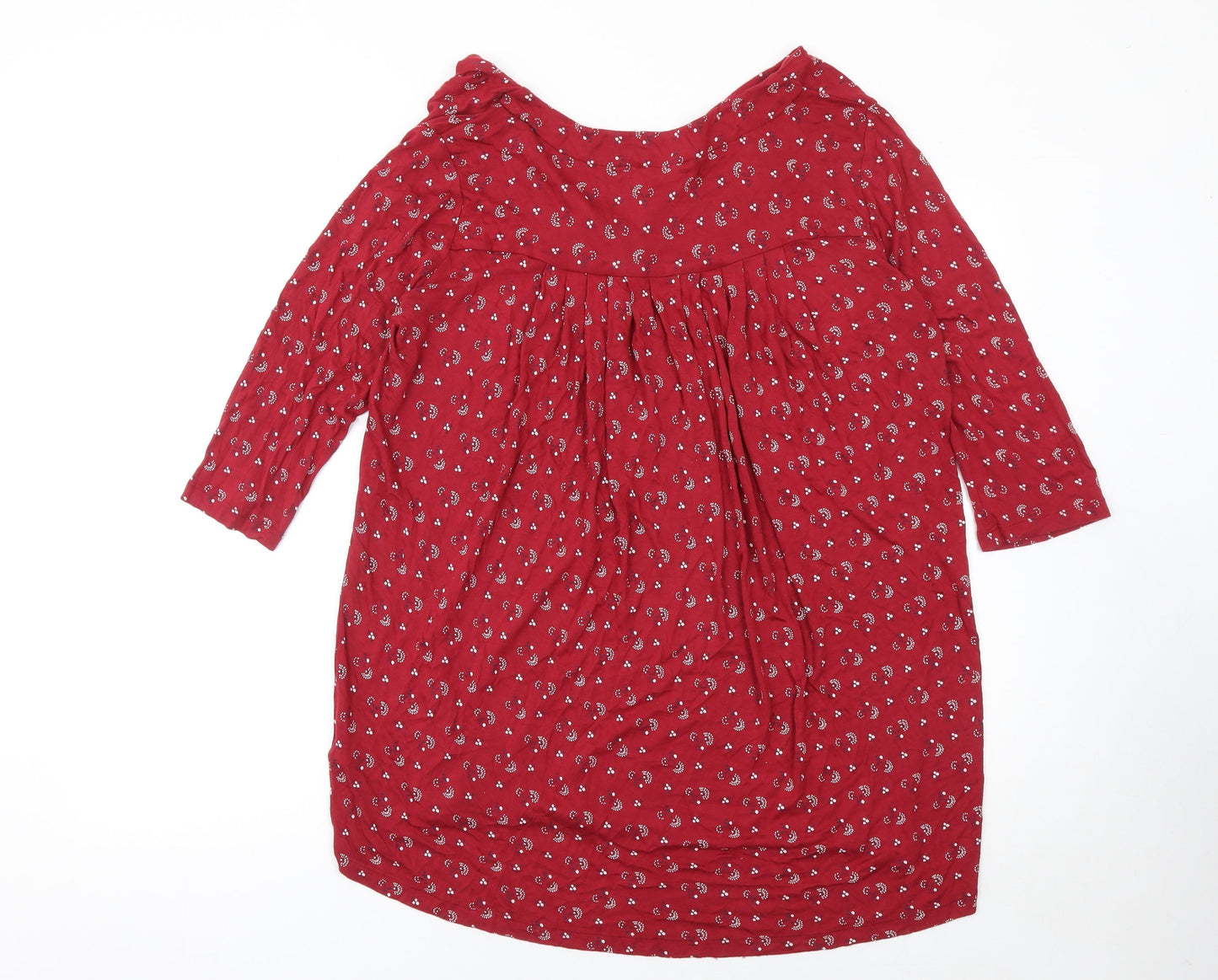 Fat Face Women's Red Floral 3/4 Sleeve Tunic Blouse Size 14