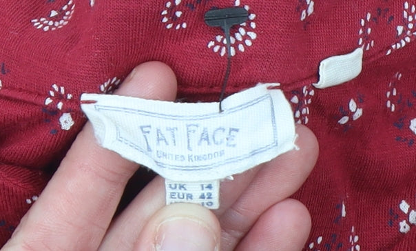 Fat Face Women's Red Floral 3/4 Sleeve Tunic Blouse Size 14