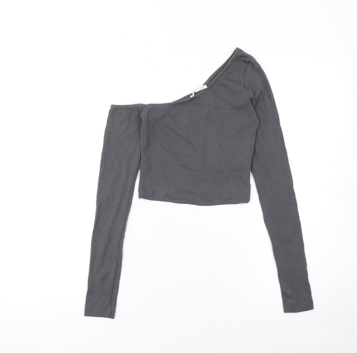 Womens UK Size S Stradivarius Grey Cropped T-Shirt