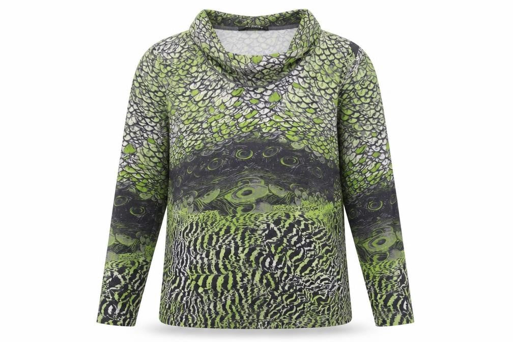 Womens UK Size 8 Betty Barclay Green Cowl Neck Blouse