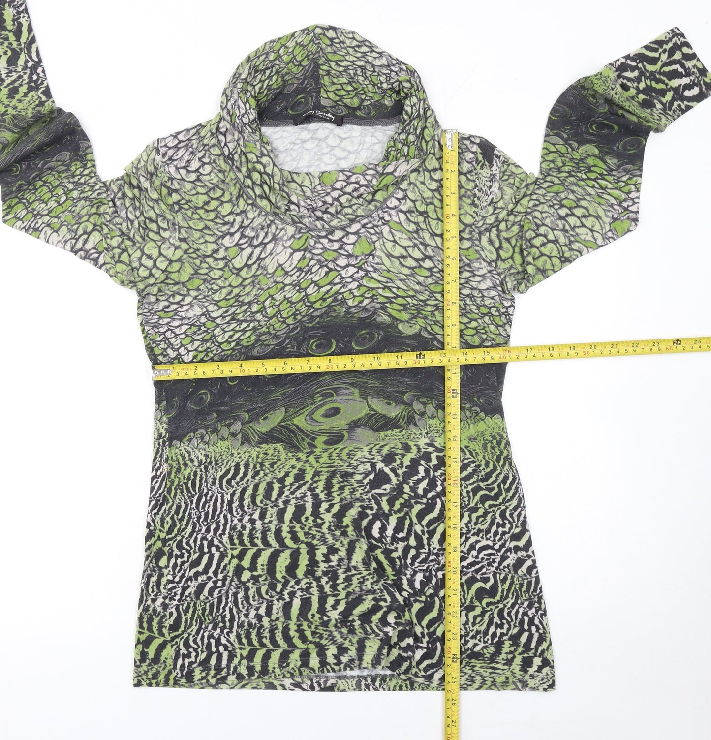 Womens UK Size 8 Betty Barclay Green Cowl Neck Blouse