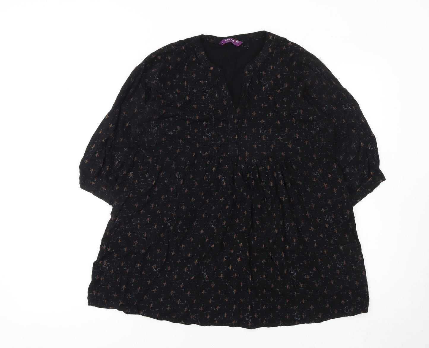 Womens UK Size 2XL Libas Black Tunic Blouse