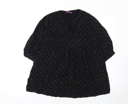 Womens UK Size 2XL Libas Black Tunic Blouse