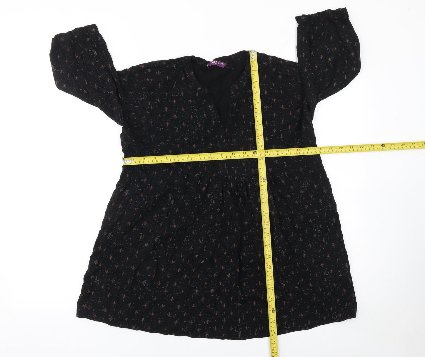 Womens UK Size 2XL Libas Black Tunic Blouse