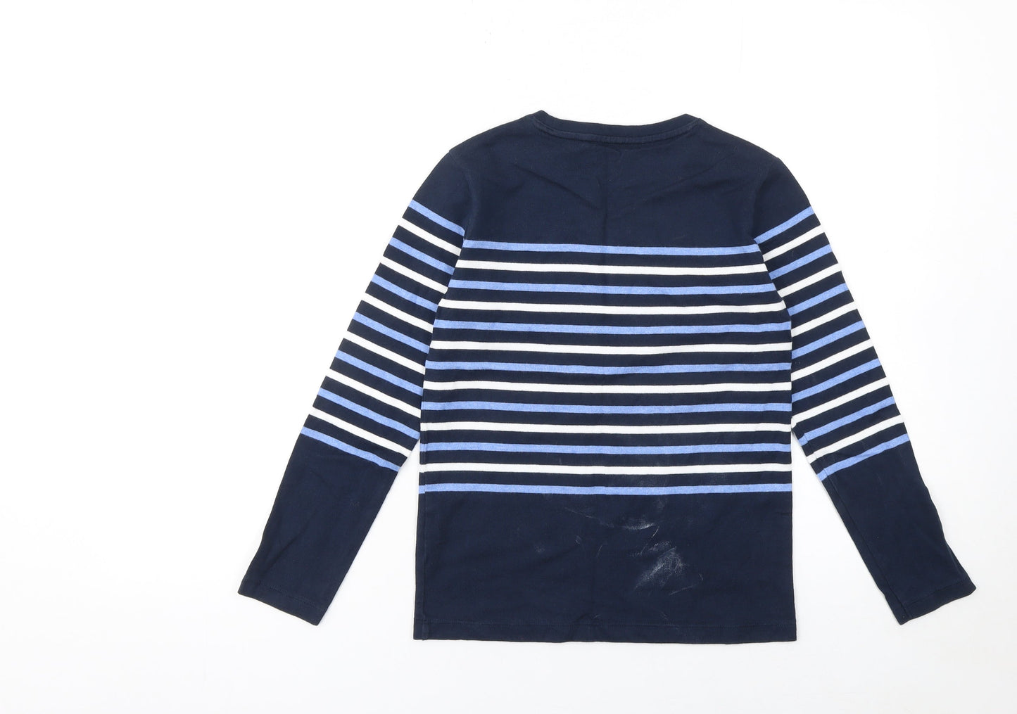 Uniqlo Girls Blue Striped Long Sleeve Cotton T-Shirt 10 Years