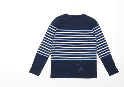Uniqlo Girls Blue Striped Long Sleeve Cotton T-Shirt 10 Years