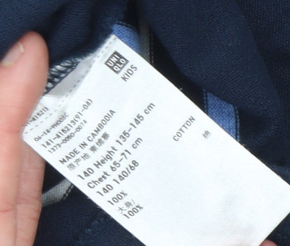 Uniqlo Girls Blue Striped Long Sleeve Cotton T-Shirt 10 Years