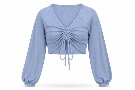 Womens UK Size S SheIn Blue Cropped Blouse