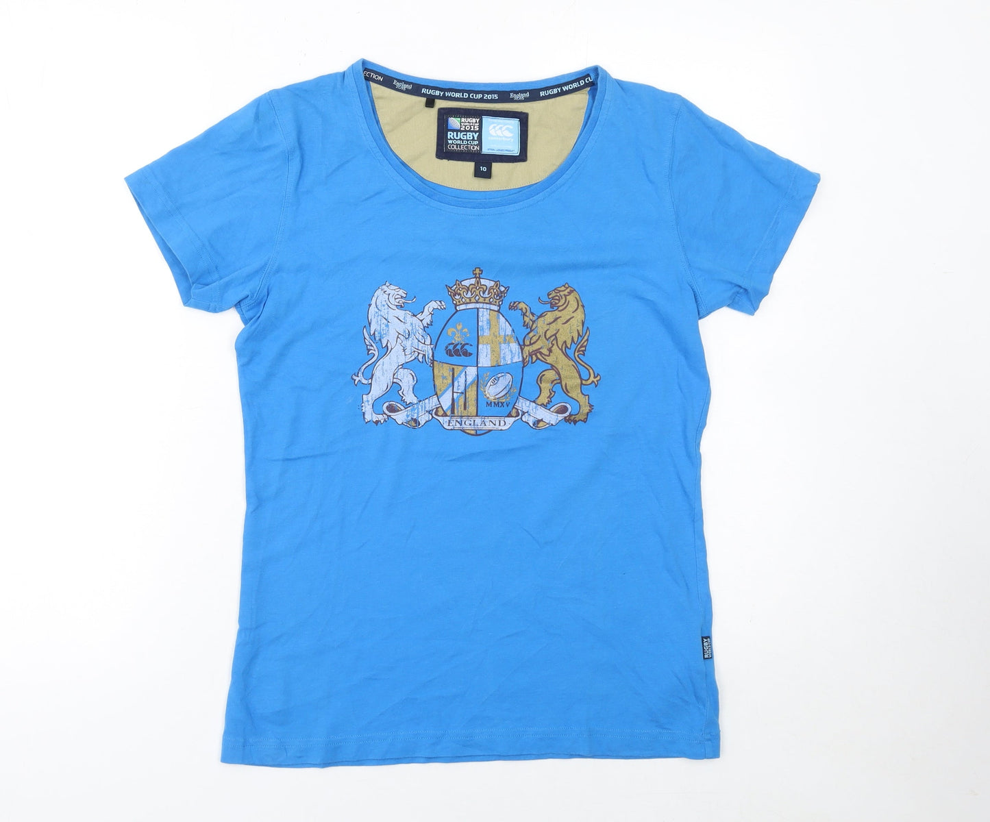 Womens UK Size 10 Canterbury Blue Basic T-Shirt