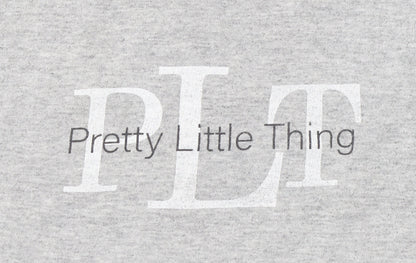 Pretty Little Thing Women’s Grey Basic Logo Cotton T-Shirt M