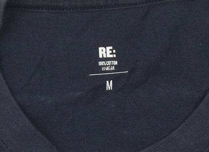 RE: Denim Men's Blue Graphic Print Crew Neck Cotton T-Shirt M