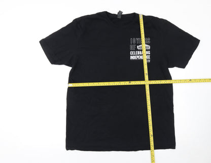 Mens UK Size L Gildan Black  T-Shirt