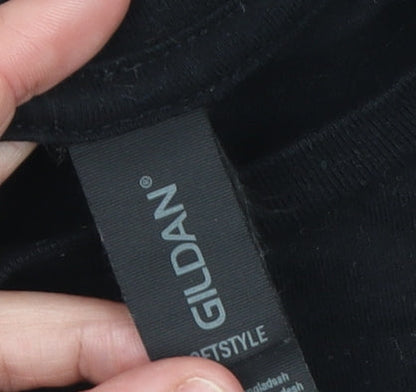Mens UK Size L Gildan Black  T-Shirt