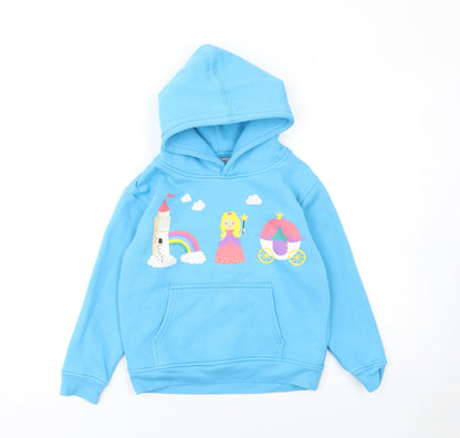 Tikaboo by Shires Girls Blue Princess Graphic Pullover Hoodie 5-6 Years
