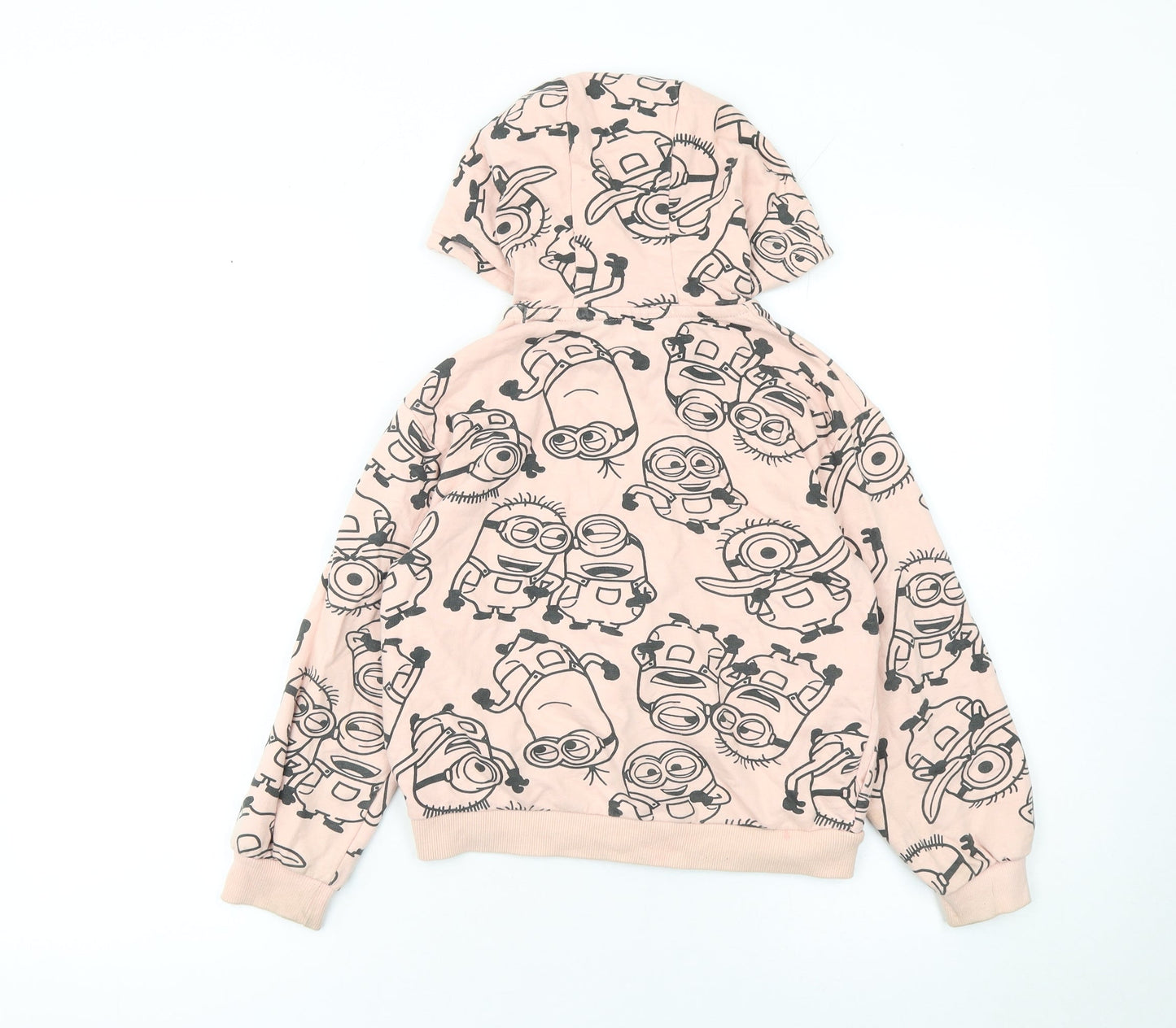 Minions Girls Beige Full Zip Hoodie 8 Years Cotton Blend Graphic Print