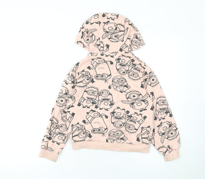 Minions Girls Beige Full Zip Hoodie 8 Years Cotton Blend Graphic Print