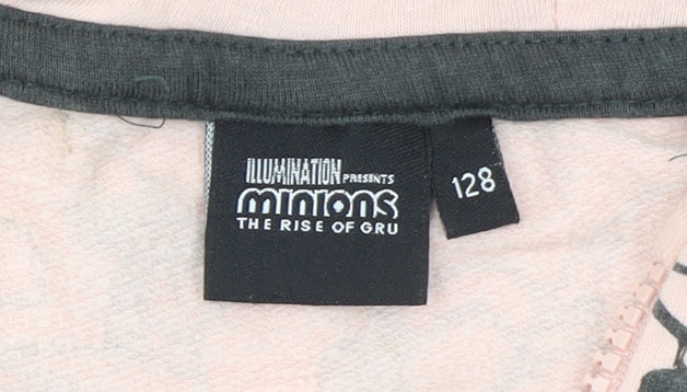 Minions Girls Beige Full Zip Hoodie 8 Years Cotton Blend Graphic Print