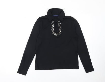 Womens UK Size 12 Casual Club Black Classic Button-Up