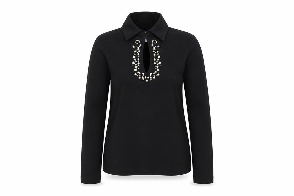 Womens UK Size 12 Casual Club Black Classic Button-Up