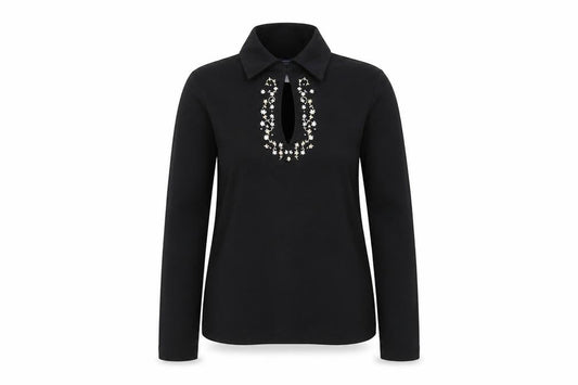 Womens UK Size 12 Casual Club Black Classic Button-Up