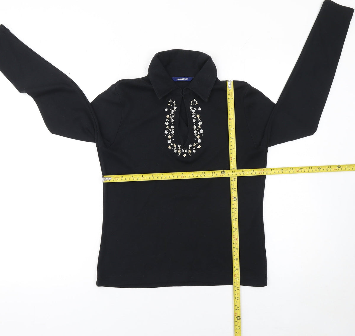 Womens UK Size 12 Casual Club Black Classic Button-Up