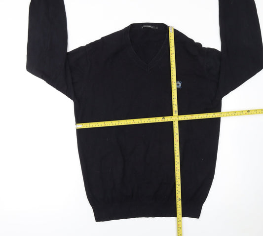 FULLCIRCLE Men's Black Cotton V-Neck Jumper Size L