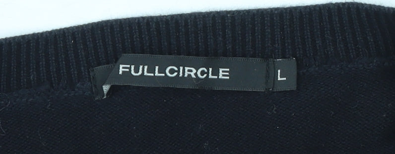 FULLCIRCLE Men's Black Cotton V-Neck Jumper Size L