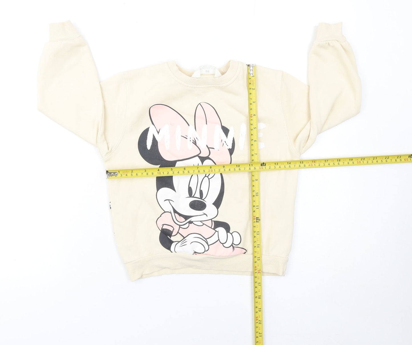 H&M Girls Beige Minnie Mouse Sweatshirt 4-6 Years Pullover Disney Print