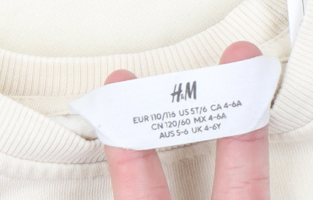 H&M Girls Beige Minnie Mouse Sweatshirt 4-6 Years Pullover Disney Print