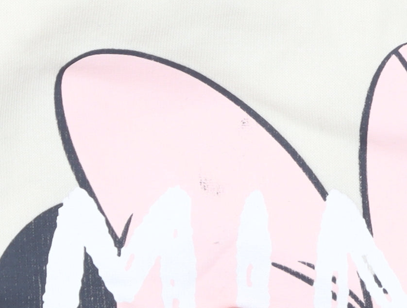 H&M Girls Beige Minnie Mouse Sweatshirt 4-6 Years Pullover Disney Print