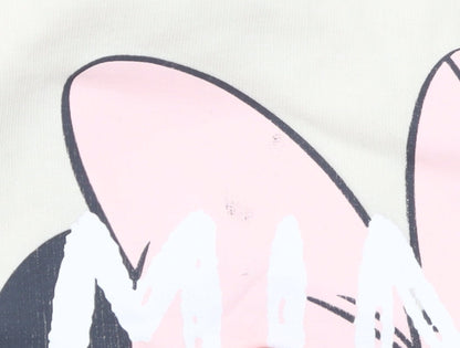 H&M Girls Beige Minnie Mouse Sweatshirt 4-6 Years Pullover Disney Print