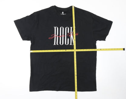 Threadbare Men's Black Rock Graphic Cotton T-Shirt Medium