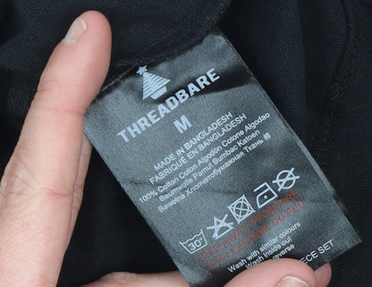 Threadbare Men's Black Rock Graphic Cotton T-Shirt Medium