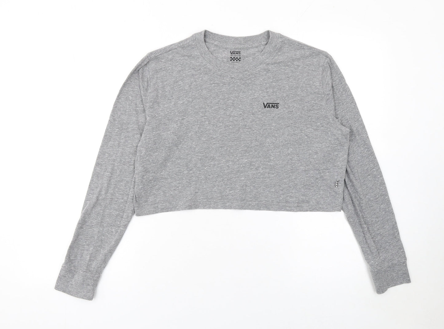 Womens UK Size M VANS Grey Cropped T-Shirt