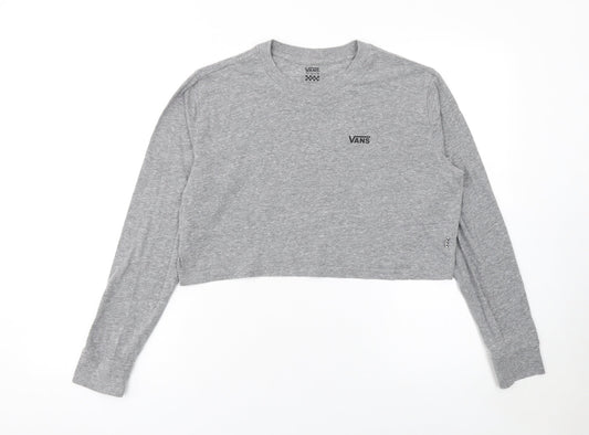 Womens UK Size M VANS Grey Cropped T-Shirt