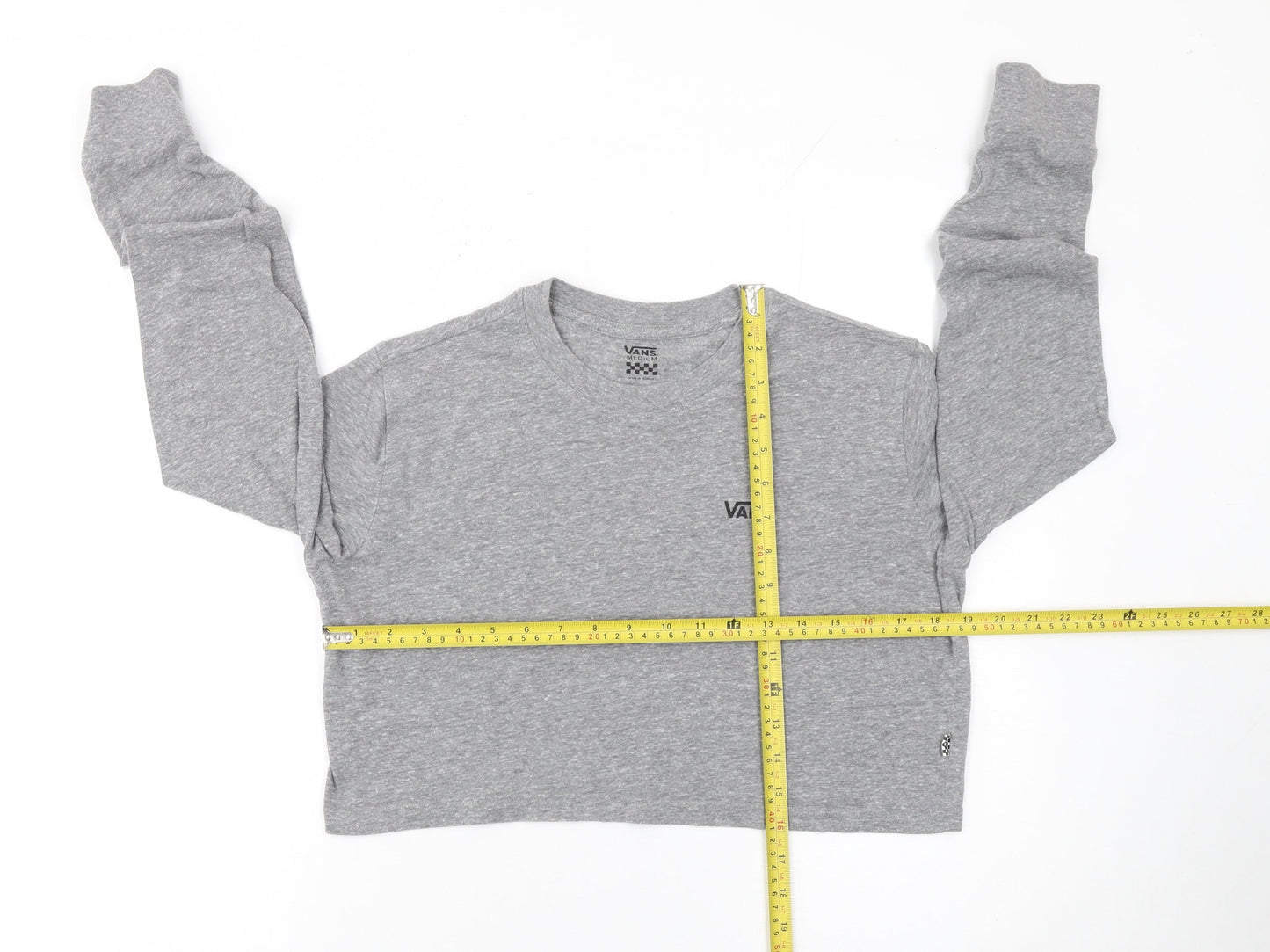 Womens UK Size M VANS Grey Cropped T-Shirt